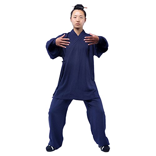 G-LIKE Tai Chi Uniform Kleidung - Qi Gong Kampfkunst Wing Chun Shaolin Kung Fu Training Dao Bekleidung - Hanf (Marineblau, XL) von G-LIKE