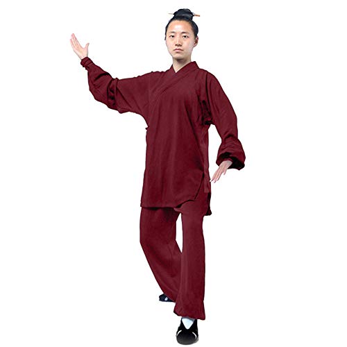 G-LIKE Tai Chi Uniform Kleidung - Qi Gong Kampfkunst Wing Chun Shaolin Kung Fu Training Dao Bekleidung - Hanf (Rot, L) von G-LIKE