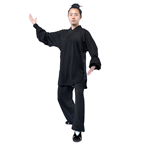 G-LIKE Tai Chi Uniform Kleidung - Qi Gong Kampfkunst Wing Chun Shaolin Kung Fu Training Dao Bekleidung - Hanf (Schwarz, XL) von G-LIKE