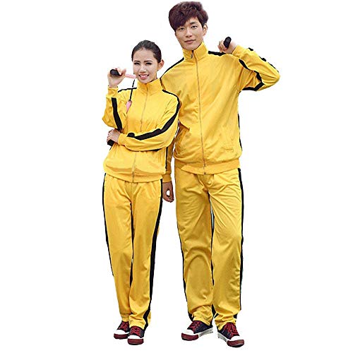 G-LIKE Unisex Training Anzug Sportkleidung - Chinesische Kampfkunst Gelb Uniform Bruce Lee Kung Fu Tai Chi Wushu Jeet Kune Do Jogging Laufen Fitness für Männer Frauen Kinder - Nylon (L) von G-LIKE