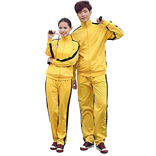 G-LIKE Unisex Training Anzug Sportkleidung - Chinesische Kampfkunst Gelb Uniform Bruce Lee Kung Fu Tai Chi Wushu Jeet Kune Do Jogging Laufen Fitness für Männer Frauen Kinder - Nylon (M) von G-LIKE