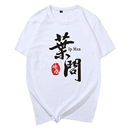 G-LIKE Wing Chun T-Shirt - Chinesische Kampfkunst Kung Fu Tai Chi Ehrwürdiger Meister Ye Wen Ip Man Bedruckte Kurzärmelige Kleidung Oberhemd für Männer Frauen - Baumwolle (Weiβ, XL) von G-LIKE