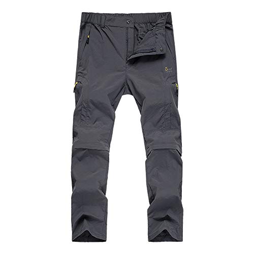 Outdoor Trekkinghose Wanderhose Sommerhose - Atmungsaktiv Schnell Trocknend Wasserdicht Abnehmbar Superleicht Zip-Off 3/4 Caprihose Sporthose Wandern Bergsteigen Waten Camping Angeln (Grau, M) von G-LIKE