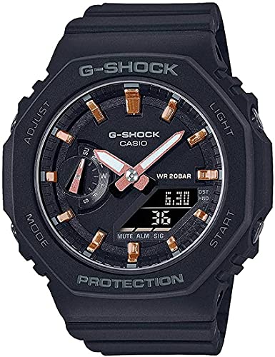 G-Shock Casio GMA-S2100-1AER Herren-Armbanduhr – Quarz-Sportarmband und Gehäuse aus Kunstharz, schwarzes Digitalzifferblatt, Schwarz/Schwarz/Rotgold, Modern von G-Shock