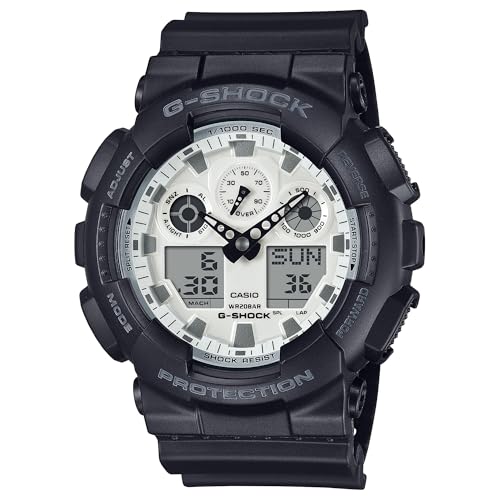 G-Shock Casio GA100WD-1A GA-100-Serie Analog-Digital-Armbanduhr mit hohem Kontrast in Schwarz und Brillantweiß, Modern G-Shock Casio GA100WD-1A GA-100-Serie Analog-Digital-Armbanduhr mit hohem Kontrast in Schwarz und Brillantweiß, Modern von G-Shock