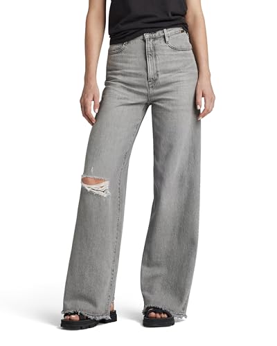 G-Star RAW Damen Deck 2.0 High Loose Jeans, Grau (Faded Ripped aerosol D23591-D490-G669), 27W / 32L von G-STAR