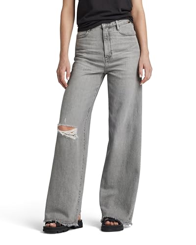 G-STAR RAW Damen Deck 2.0 High Loose Jeans, Grau (faded ripped aerosol D23591-D490-G669), 28W / 30L von G-STAR RAW