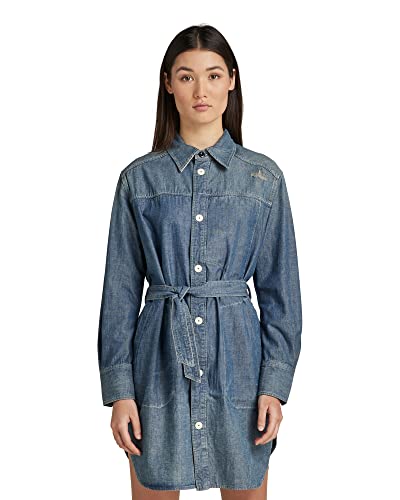 G-STAR RAW Damen Long Millery Overshirt, Blau (antic faded aegean blue D21394-C611-D096), M von G-STAR RAW