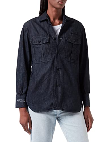 G-STAR RAW Damen Officer Boyfriend Hemd, Blau (rinsed D21104-C653-082), M von G-STAR RAW