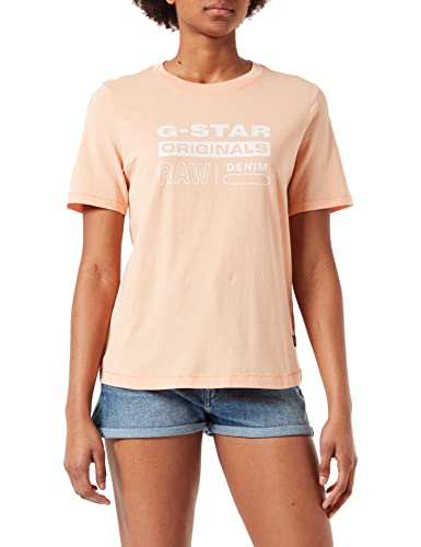 G-STAR RAW Damen Originals Label Regular T-Shirt, Rosa (peach nougat D19953-4107-C962), S von G-STAR RAW