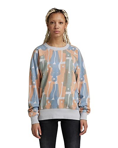 G-STAR RAW Damen Raglan Allover Loose Sweatshirt, Mehrfarben (iceberg green figures 64 D21252-C782-D076), L von G-STAR RAW