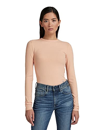 G-STAR RAW Damen Slim Rib Long Sleeve Top, Rosa (peach nougat D19903-C794-C962), L von G-STAR RAW