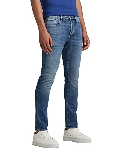 G-STAR RAW Herren 3301 Slim Fit Jeans, Blau (faded santorini 51001-C911-C767), 28W / 32L von G-STAR RAW