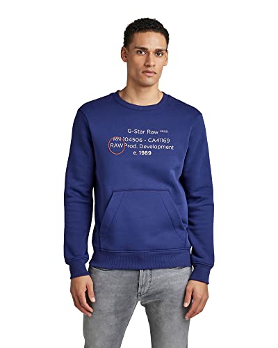 G-STAR RAW Herren Graphic Pocket Sweatshirt, Blau (ballpen blue D21167-A971-1822), XL von G-STAR RAW