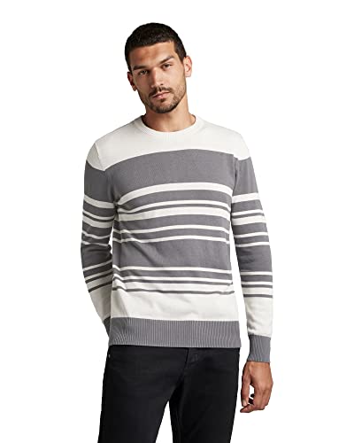 G-STAR RAW Herren Stripe Knitted Pullover, Mehrfarben (nimbus cloud/granite stripe D21175-C706-C992), L von G-STAR RAW