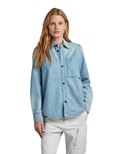 G-STAR RAW Damen 1-Pocket Hemd, Blau (sun faded cadet blue D23240-D303-D897), M von G-STAR RAW