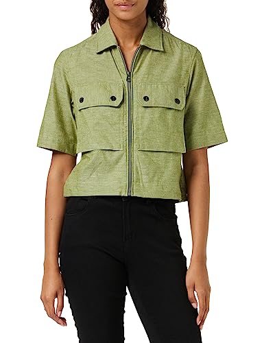 G-STAR RAW Damen 2 Pocket Cropped Hemd, Mehrfarben (avocado/milk D22914-D123-D857), M von G-STAR RAW