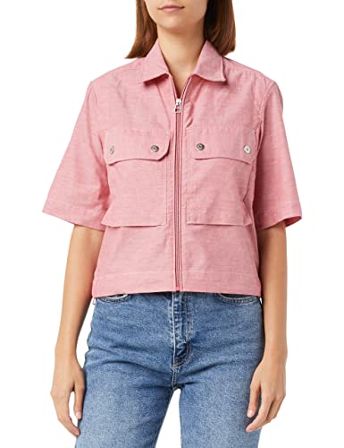 G-STAR RAW Damen 2 Pocket Cropped Hemd, Mehrfarben (pink ink/milk D22914-D123-D852), L von G-STAR RAW