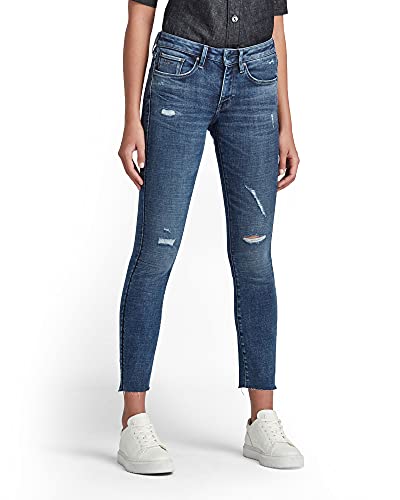 G-STAR RAW Damen 3301 Mid Skinny Ankle Jeans, Blau (faded ripped baltic sea D20059-C051-C668), 27W / 32L von G-STAR RAW