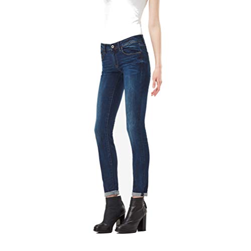 G-Star RAW Damen 3301 Mid Waist Skinny Jeans, Blau (dk Aged D05700-6553-89), 27W / 32L von G-STAR RAW