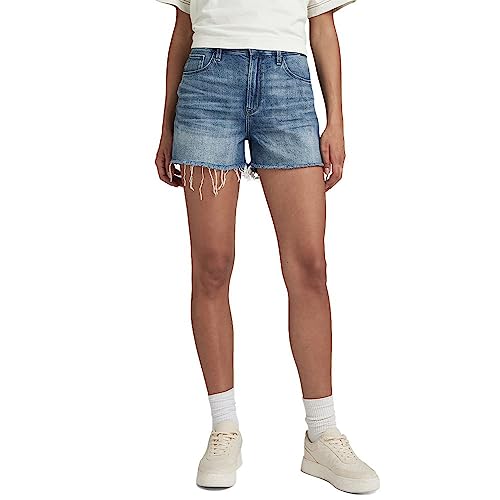 G-Star Damen 3301 Ripped Shorts, Blau (medium aged D24008-8973-071), 28 von G-STAR RAW