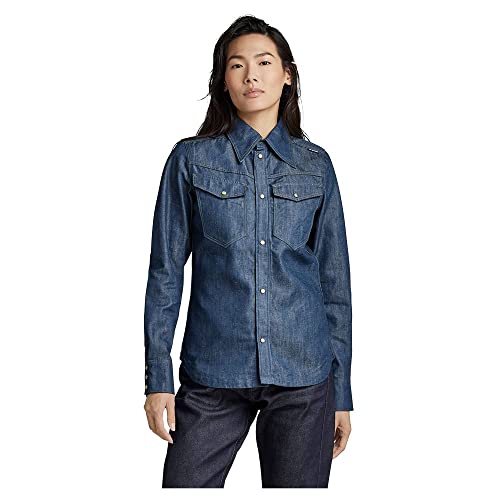 G-STAR RAW Damen 70'S Slim Denim Hemd, Blau (raw denim D22916-D303-001), L von G-STAR RAW