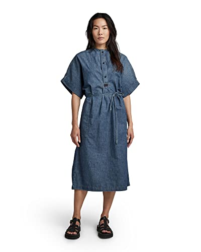 G-STAR RAW Damen Adjustable Waist Kleid, Blau (faded cricket blue D22864-D311-D891), S von G-STAR RAW