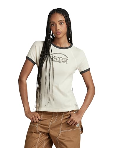 G-STAR RAW Damen Army Ringer Slim Top, Beige (antique white D24506-D527-G286), M von G-STAR RAW