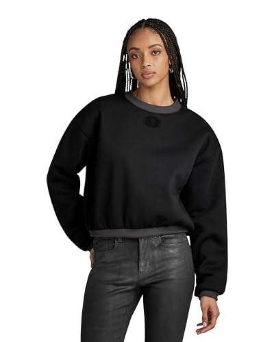 G-STAR RAW Damen Badge Logo Oversized Sweatshirt, Schwarz (dk black D24218-C235-6484), M von G-STAR RAW