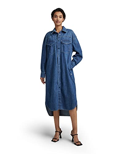 G-STAR RAW Damen Boxy Shirt Dress, Blau (faded harbor D22587-D252-D331), XL von G-STAR RAW