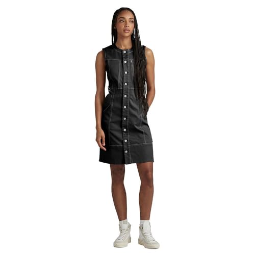 G-Star RAW Damen Button Through Kleid, Schwarz (dk Black D24269-C105-6484), S von G-STAR RAW