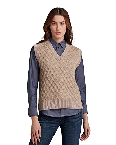 G-STAR RAW Damen Knitted Spencer Cable, Beige (dk brick D20611-C928-1214), L von G-STAR RAW