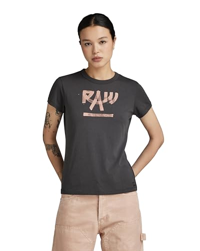 G-STAR RAW Damen Calligraphy Graphic Top, Grau (grey asphalt D24498-D511-G277), XXS von G-STAR RAW