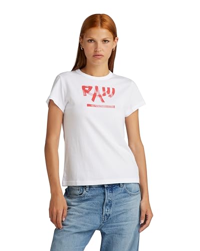 G-STAR RAW Damen Calligraphy Graphic Top, Weiß (white D24498-D511-110), M von G-STAR RAW