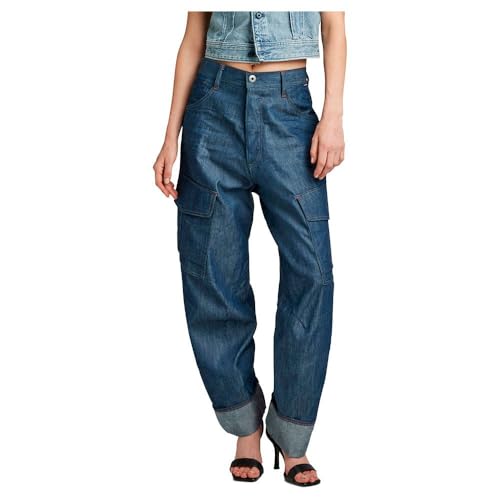 G-STAR RAW Damen Cargo 3D Boyfriend Hose, Blau (raw denim D23222-D303-001), 31W / 32L von G-STAR RAW