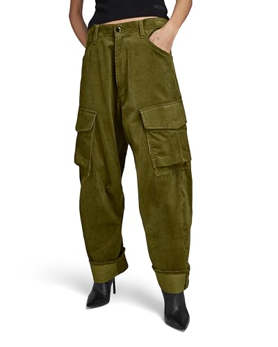 G-STAR RAW Damen Cargo Cord 3D Boyfriend Hose, Grün (dark olive D23221-D405-C744), 23 von G-STAR RAW