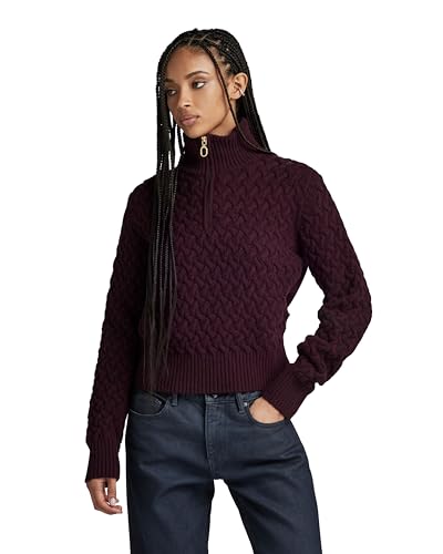 G-Star RAW Damen Chunky Knitted Skipper Pullover, Purpur (lt Maze D23922-D170-8880), S von G-STAR