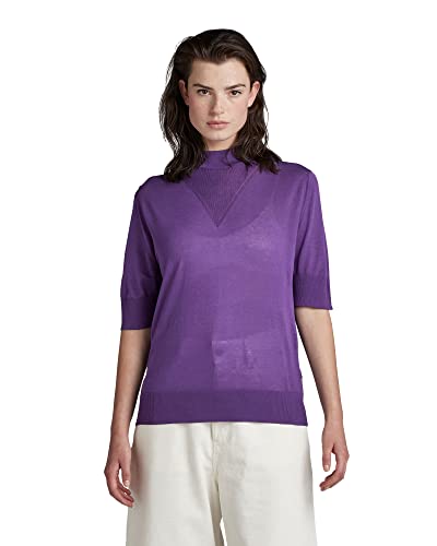 G-STAR RAW Damen Core Mock Neck Knitted Pullover, Purpur (dk violet D21962-D166-5616), L von G-STAR RAW