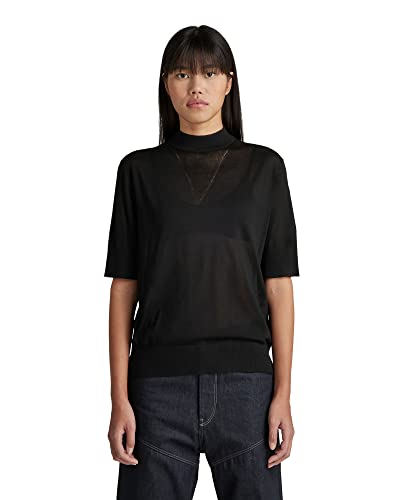 G-STAR RAW Damen Core Mock Neck Knitted Pullover, Schwarz (dk black D21962-D166-6484), M von G-STAR RAW