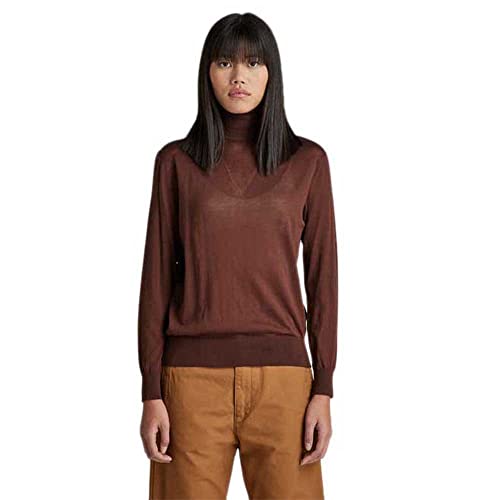 G-Star Raw Damen Core Roll Neck Knitted Pullover, Braun (Chocolate lab D21961-D166-D312), S von G-Star Raw