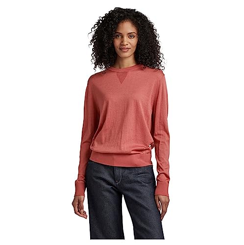 G-STAR RAW Damen Core Round Neck Strickpullover, Rosa (pink ink D21960-D166-C618), L von G-STAR RAW