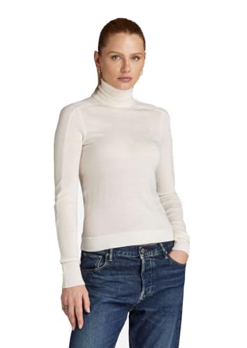 G-STAR RAW Damen Core Slim Turtle Knitted Pullover, Beige (eggnog D23678-B692-G076), XS von G-STAR RAW