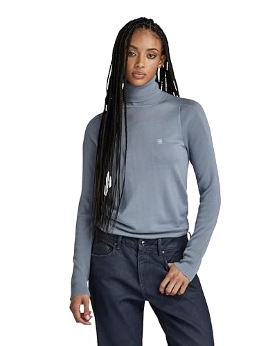 G-STAR RAW Damen Core Slim Turtle Knitted Pullover, Grau (dim grey D23678-B692-3885), L von G-STAR RAW