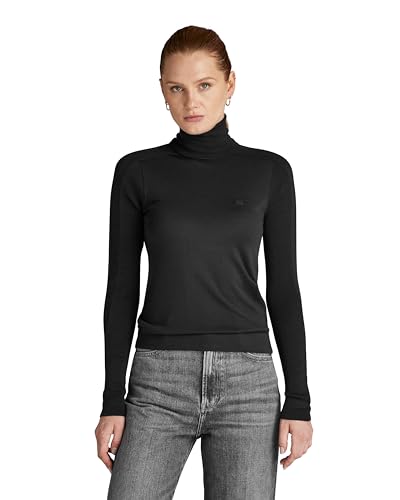 G-STAR RAW Damen Core Slim Turtle Knitted Pullover, Schwarz (dk black D23678-B692-6484), L von G-STAR RAW