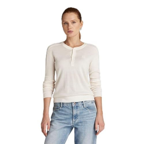 G-STAR RAW Damen Core henley knit, Beige (eggnog D23688-B692-G076), L von G-STAR RAW