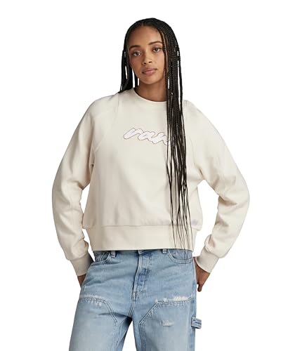 G-STAR RAW Damen Cornely RAW Dot Raglan Sweatshirt, Beige (antique white D24375-D562-G286), S von G-STAR RAW