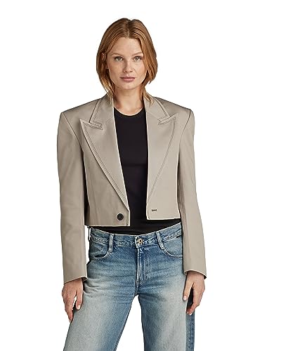 G-STAR RAW Damen Cropped Blazer, Grau (elephant skin D23516-C962-G106), L von G-STAR RAW