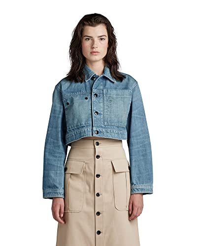 G-STAR RAW Damen Cropped Denim Jacke, Blau (antique faded moonlit ocean D22953-D318-D869), L von G-STAR RAW