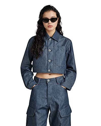 G-STAR RAW Damen Cropped Denim Jacke, Blau (raw denim D22953-D303-001), L von G-STAR RAW