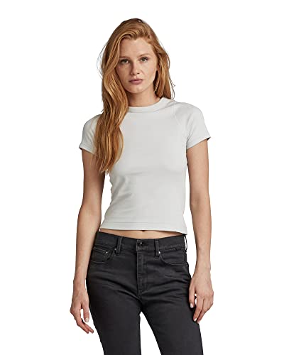 G-STAR RAW Damen Cropped Ultra Slim Top, Grau (oyster mushroom D22767-D275-D607), L von G-STAR RAW